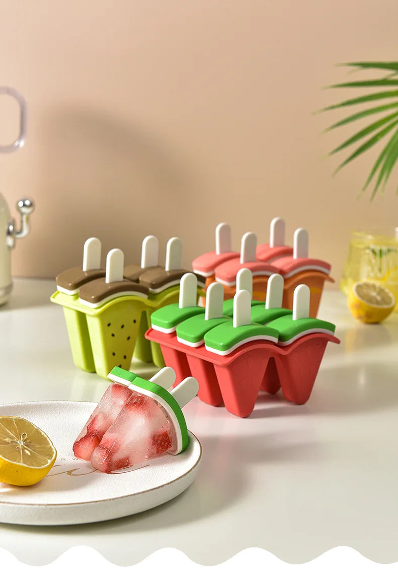 Moule à glace à 4/6 grilles, moule en forme de fruit recouvert, un outil créatif de fabrication de glaces de cuisine DIY pour un usage domestique.
