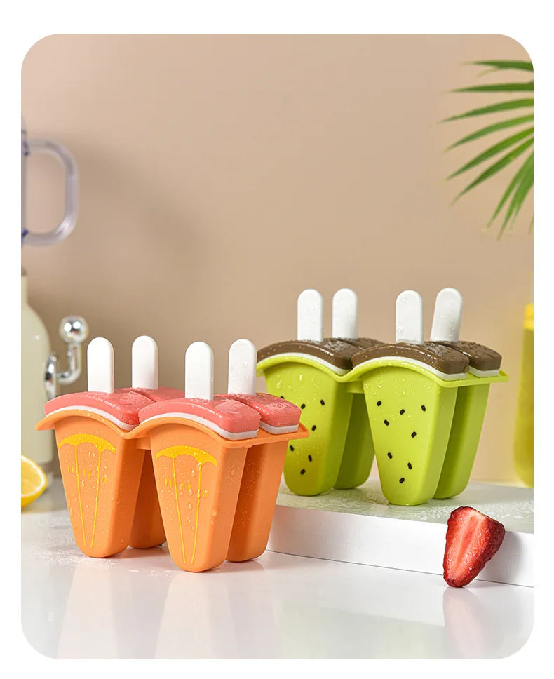 Moule à glace à 4/6 grilles, moule en forme de fruit recouvert, un outil créatif de fabrication de glaces de cuisine DIY pour un usage domestique.
