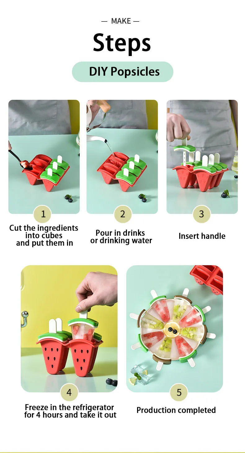 Moule à glace à 4/6 grilles, moule en forme de fruit recouvert, un outil créatif de fabrication de glaces de cuisine DIY pour un usage domestique.