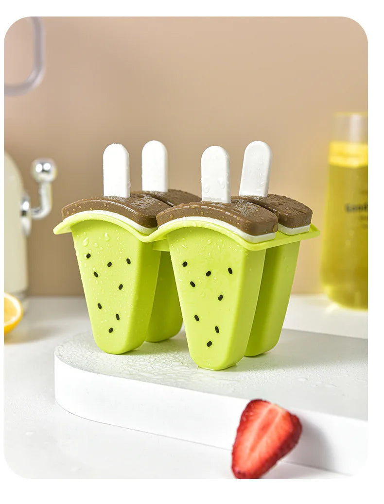 Moule à glace à 4/6 grilles, moule en forme de fruit recouvert, un outil créatif de fabrication de glaces de cuisine DIY pour un usage domestique.