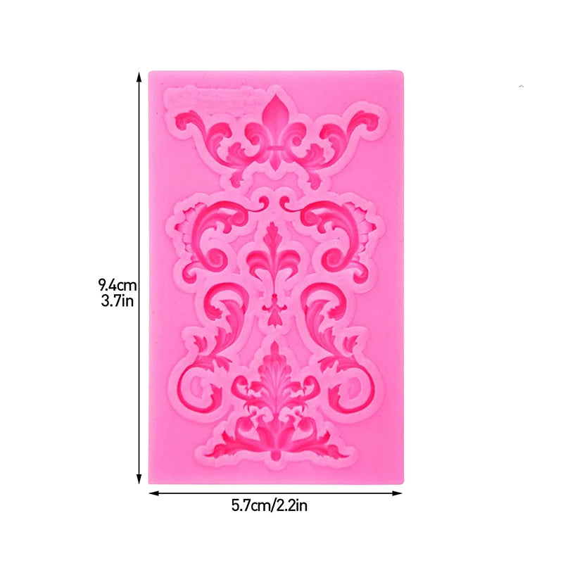 Moule en silicone pour fondant en dentelle style baroque, décoration de bordure de gâteau, moule pour décoration de dessus de cupcake