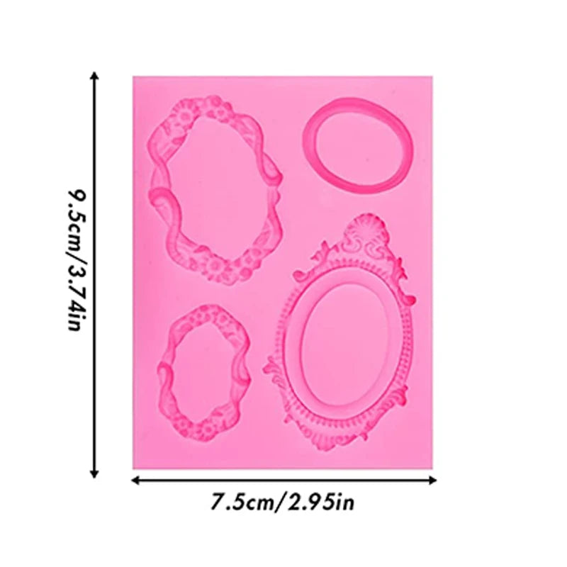 Moule en silicone pour fondant en dentelle style baroque, décoration de bordure de gâteau, moule pour décoration de dessus de cupcake