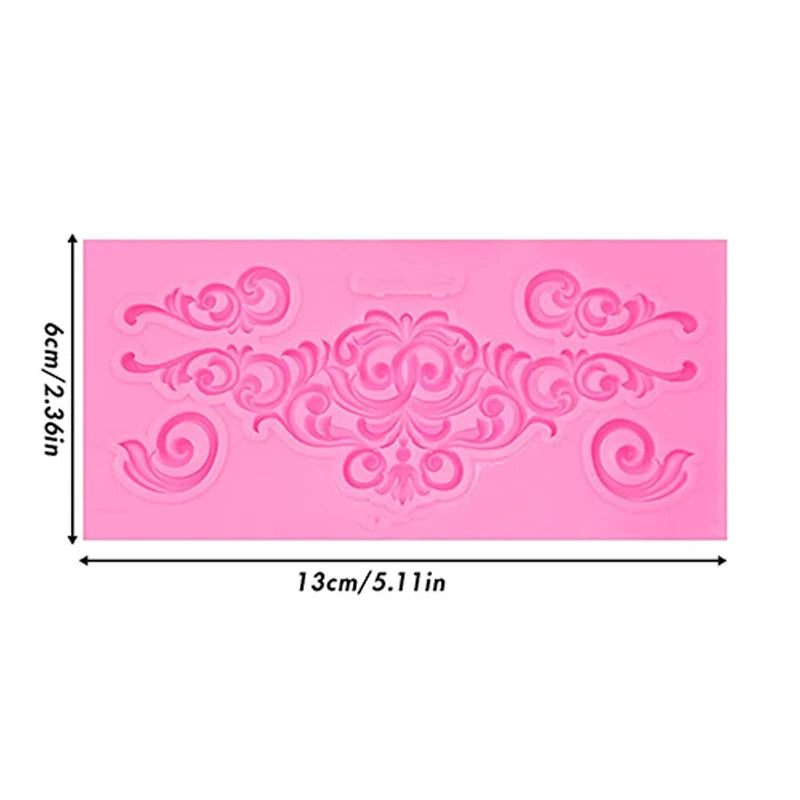 Moule en silicone pour fondant en dentelle style baroque, décoration de bordure de gâteau, moule pour décoration de dessus de cupcake