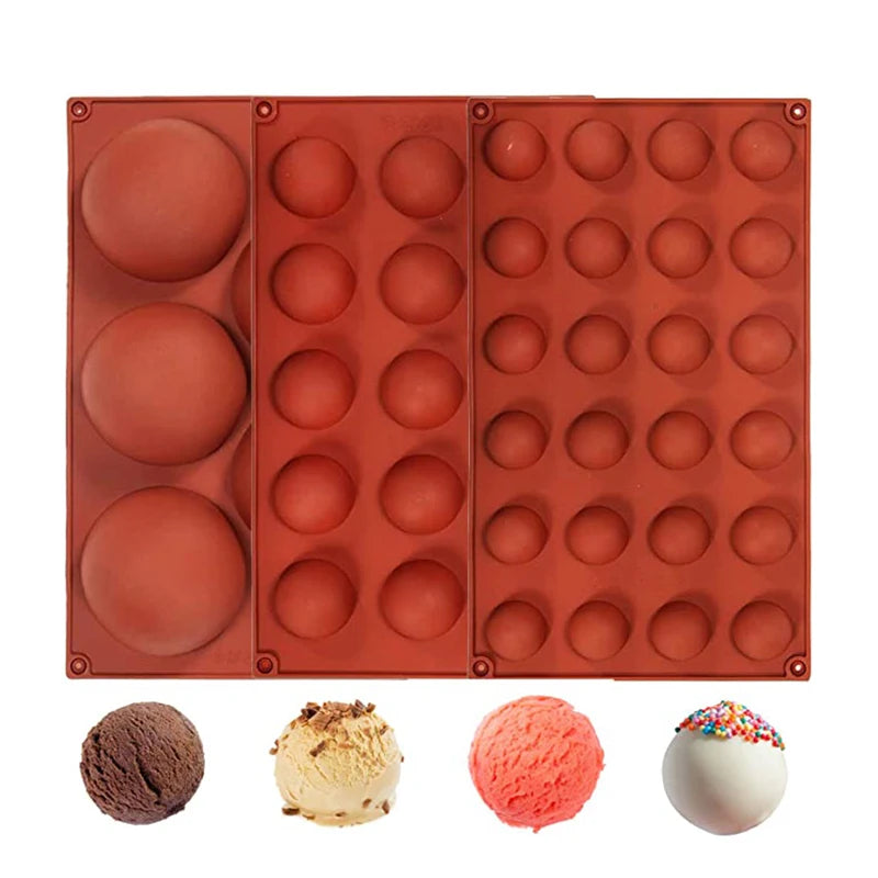Moule en silicone demi-sphère pour la cuisson de demi-boules de chocolat, de bonbons, de dômes, de mousses, de gâteaux, d'outils de pâtisserie, de bombes de graisse rondes, de fournitures de cuisine