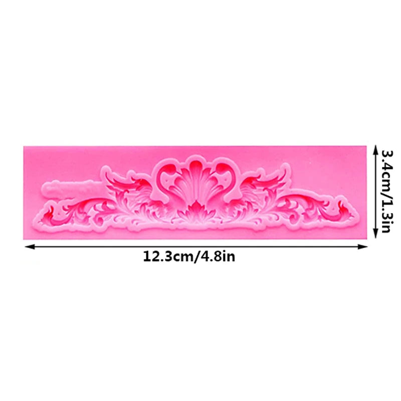 Moule en silicone pour fondant en dentelle style baroque, décoration de bordure de gâteau, moule pour décoration de dessus de cupcake