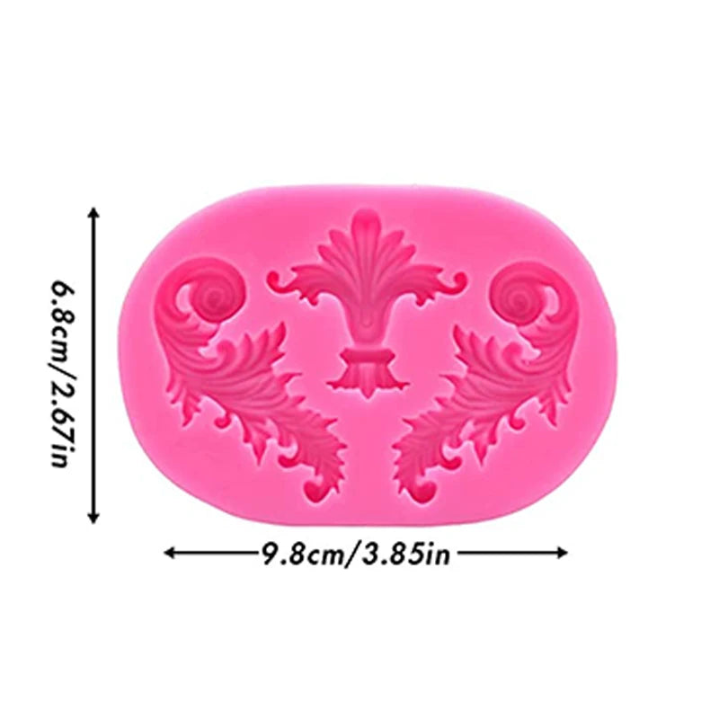 Moule en silicone pour fondant en dentelle style baroque, décoration de bordure de gâteau, moule pour décoration de dessus de cupcake