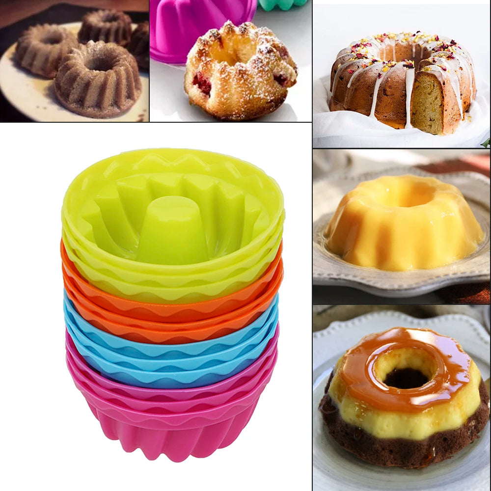 Moule à pudding, cupcake, muffin, beignet, antiadhésif, en silicone, 12 pièces/ensemble, en forme de filetage