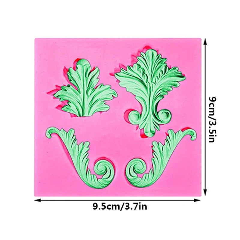 Moule en silicone pour fondant en dentelle style baroque, décoration de bordure de gâteau, moule pour décoration de dessus de cupcake