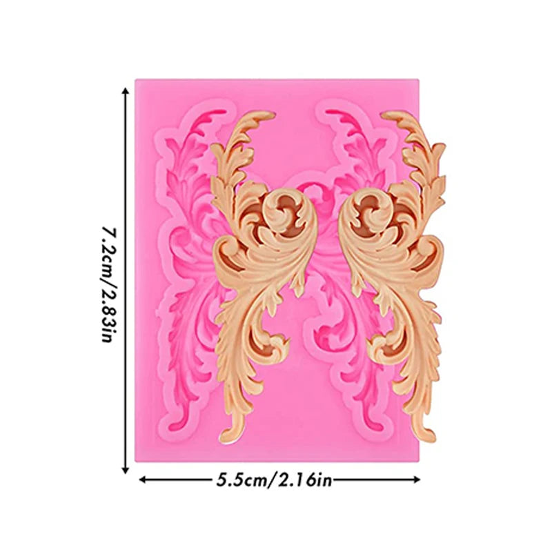Moule en silicone pour fondant en dentelle style baroque, décoration de bordure de gâteau, moule pour décoration de dessus de cupcake