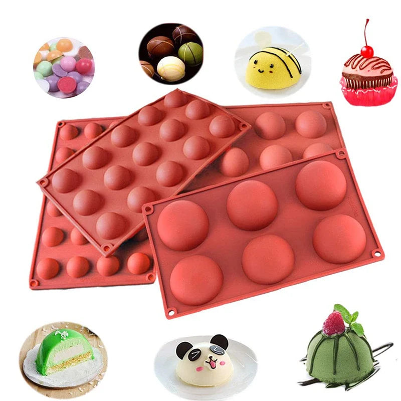 Moule en silicone demi-sphère pour la cuisson de demi-boules de chocolat, de bonbons, de dômes, de mousses, de gâteaux, d'outils de pâtisserie, de bombes de graisse rondes, de fournitures de cuisine