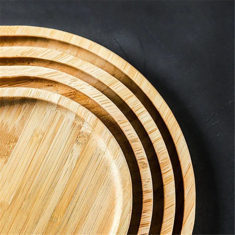 Plateau de service rond en bambou, vaisselle de pâtisserie, planche de palette en bois écologique, outils de cuisine, plateau à thé, décoration de la maison 2025