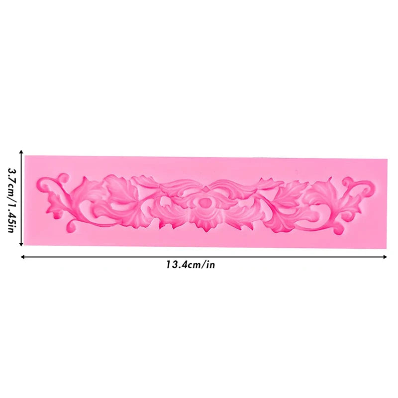 Moule en silicone pour fondant en dentelle style baroque, décoration de bordure de gâteau, moule pour décoration de dessus de cupcake