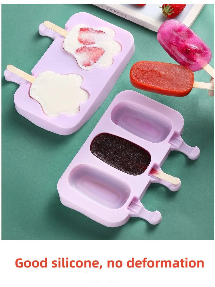 Moule à glace en silicone, moules siamois avec couvercle, moule à glace fait maison, dessin animé, image mignonne, outils de cuisine faits à la main