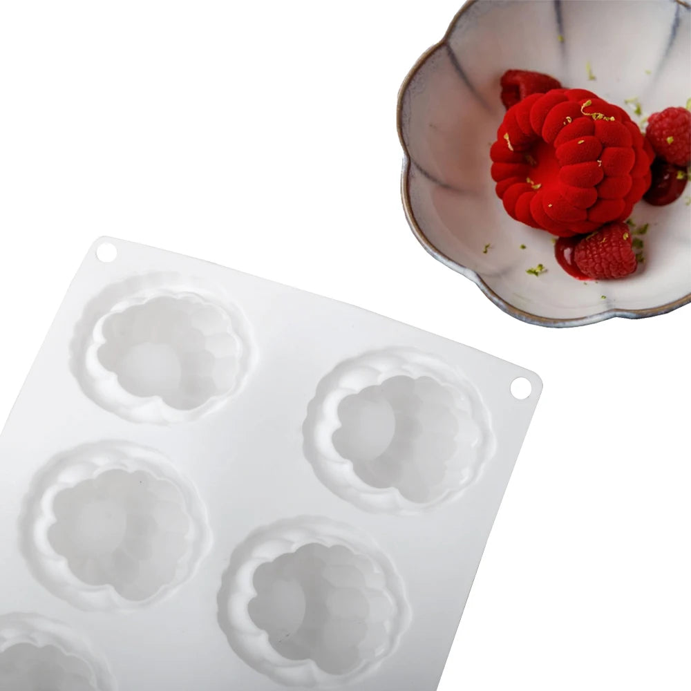 Moule en silicone à 6 cavités pour mousse de framboise, en forme de framboise à la française pour desserts au chocolat et pâtisserie