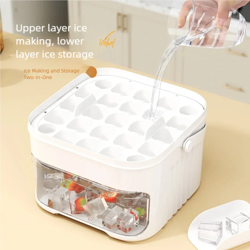 Machine à glaçons 50 grilles, nouvelle grande capacité - Ensemble d'outils de fabrication de boules de glace en plastique de qualité alimentaire à double couche