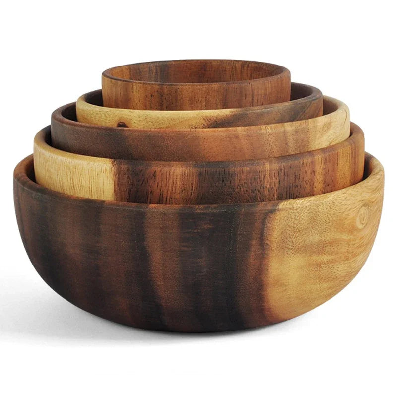 grand saladier en bois d'acacia pour fruits et salade, écologique