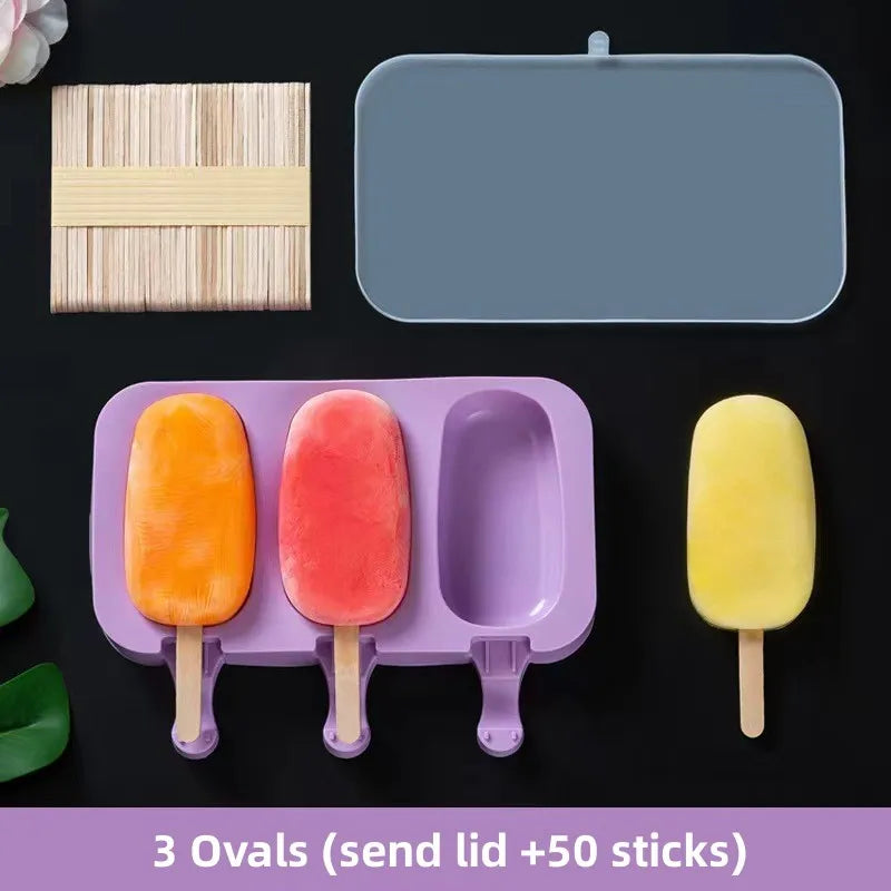 Moule à glace en silicone, moules siamois avec couvercle, moule à glace fait maison, dessin animé, image mignonne, outils de cuisine faits à la main