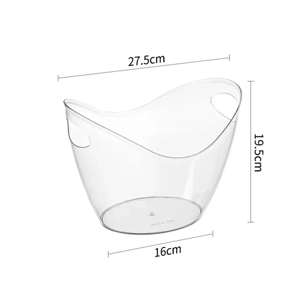 Seau à glace antidérapant pour fêtes, panier de rangement en acrylique transparent de 3,5 litres pour 2 bouteilles de vin, de champagne ou 4 bouteilles de bière