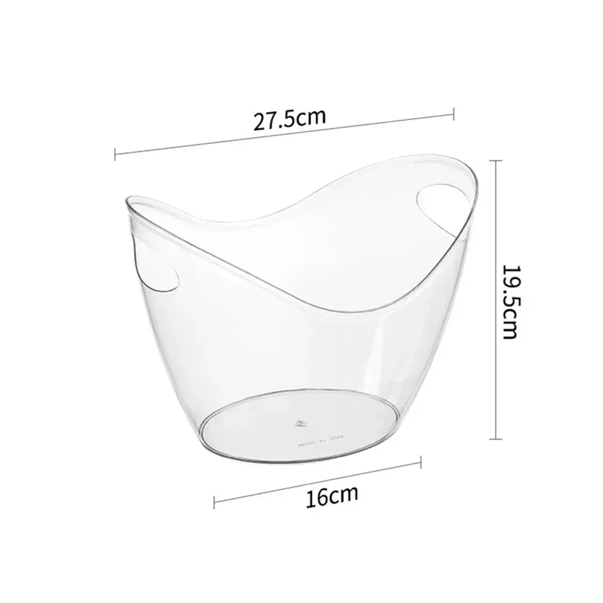 Seau à glace antidérapant pour fêtes, panier de rangement en acrylique transparent de 3,5 litres pour 2 bouteilles de vin, de champagne ou 4 bouteilles de bière