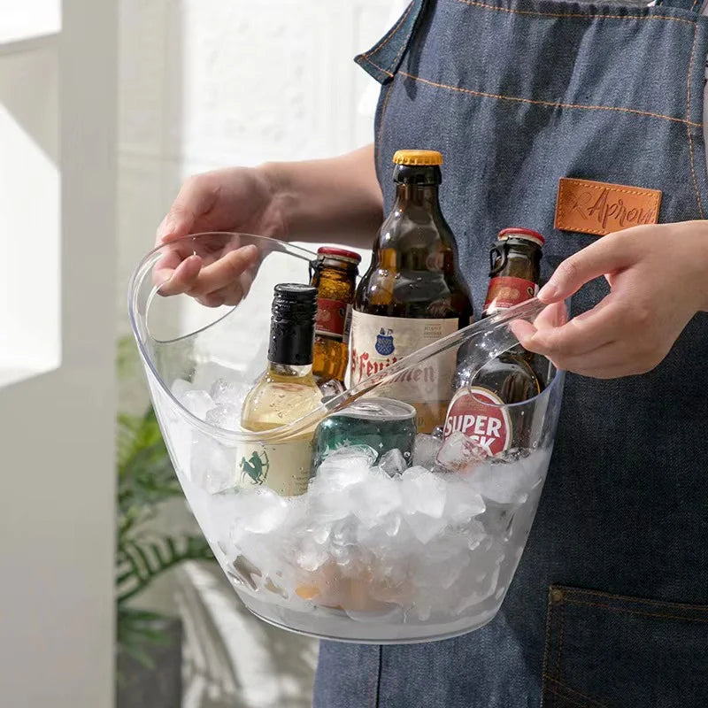 Seau à glace antidérapant pour fêtes, panier de rangement en acrylique transparent de 3,5 litres pour 2 bouteilles de vin, de champagne ou 4 bouteilles de bière