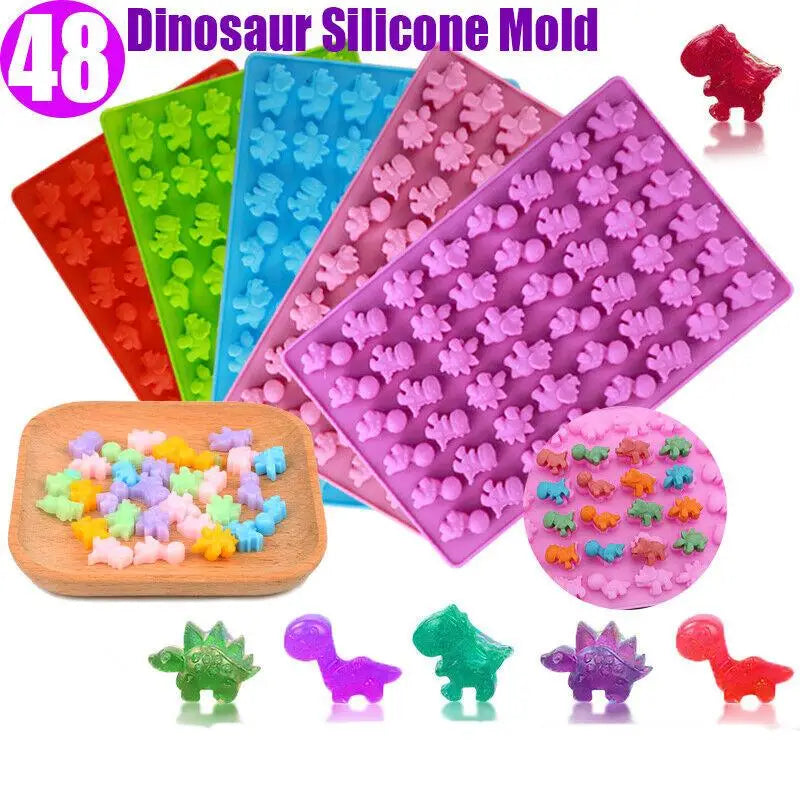 Moule à chocolat dinosaure 48 cavités, moule à bonbons en silicone en forme de coquille de dinosaure avec compte-gouttes, bac à glaçons mignon à faire soi-même, moule à fondant pour bonbons QQ
