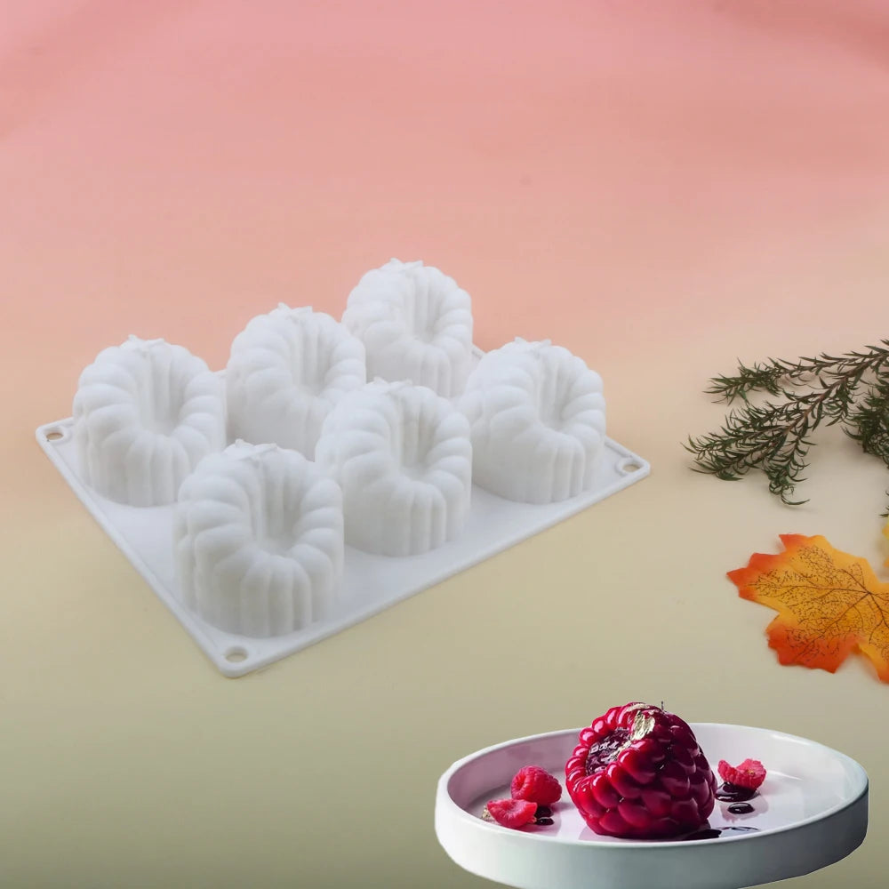 Moule en silicone à 6 cavités pour mousse de framboise, en forme de framboise à la française pour desserts au chocolat et pâtisserie