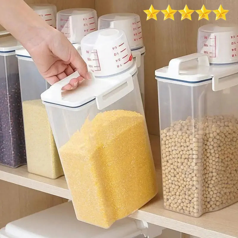 1 boîte de conservation des aliments pour riz et céréales avec tasse à mesurer, étanche à l'humidité et aux insectes, anti-poussière