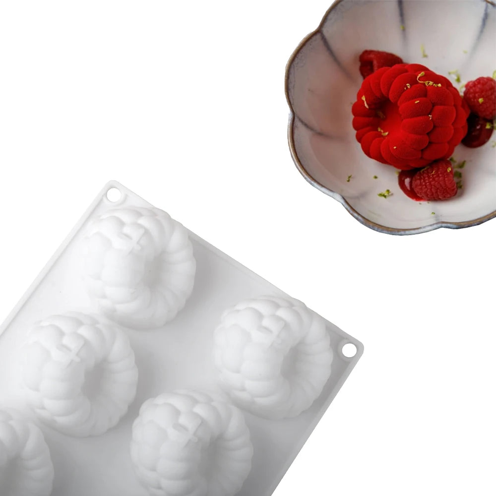 Moule en silicone à 6 cavités pour mousse de framboise, en forme de framboise à la française pour desserts au chocolat et pâtisserie