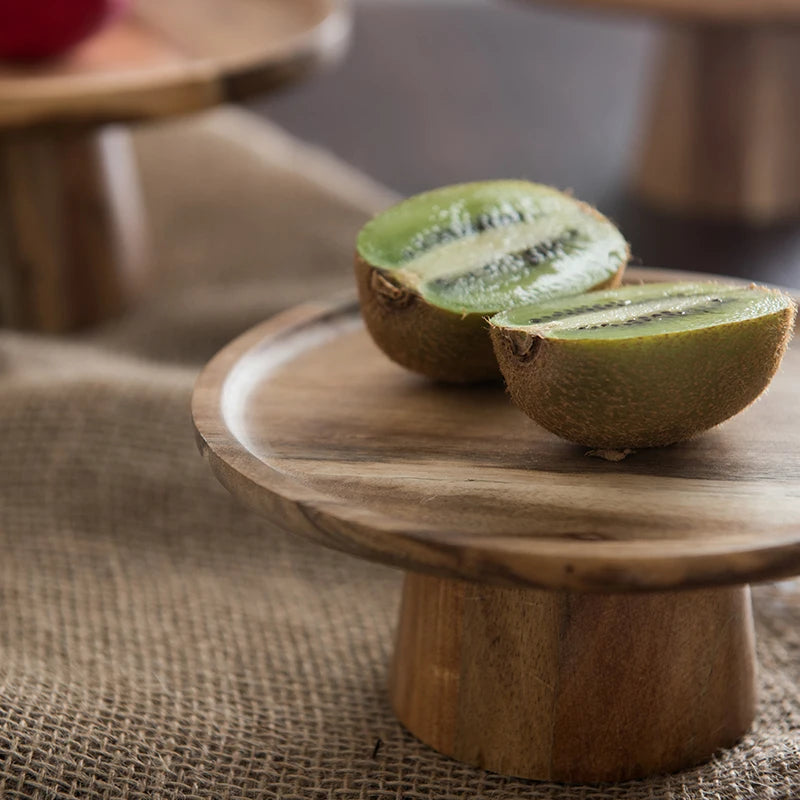 Kemorela Plateau à gâteaux en bois haut de gamme, plateaux de service créatifs pour aliments, plateau à desserts en bois naturel écologique, plateau à collations pour fruits, décoration d'intérieur