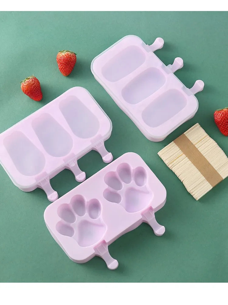 Moule à glace en silicone, moules siamois avec couvercle, moule à glace fait maison, dessin animé, image mignonne, outils de cuisine faits à la main