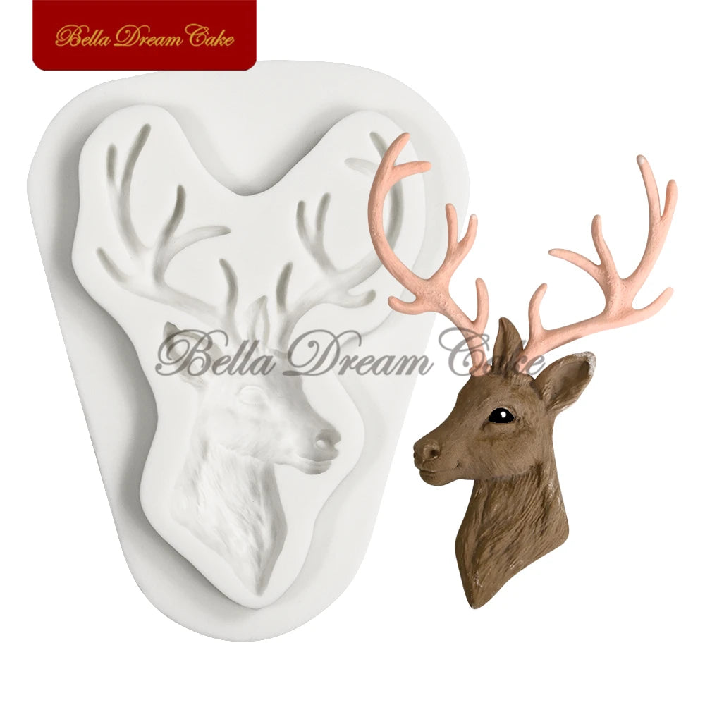 Moule 3D en silicone en forme de couronne de renne et de pignons de pin pour décoration de gâteaux, fondant, chocolat, argile, pâtisserie
