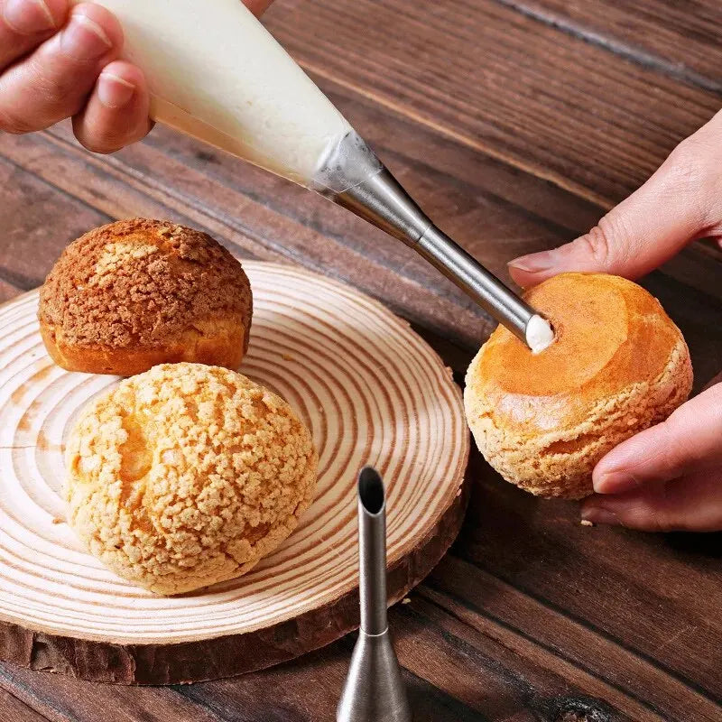 1 pièce en acier inoxydable Puff Mouth Cake Puff Cream Flower Squeezer Western Pâtisserie Gâteau Outil de cuisson Encadré Bouche Cuisson Ensemble Buse