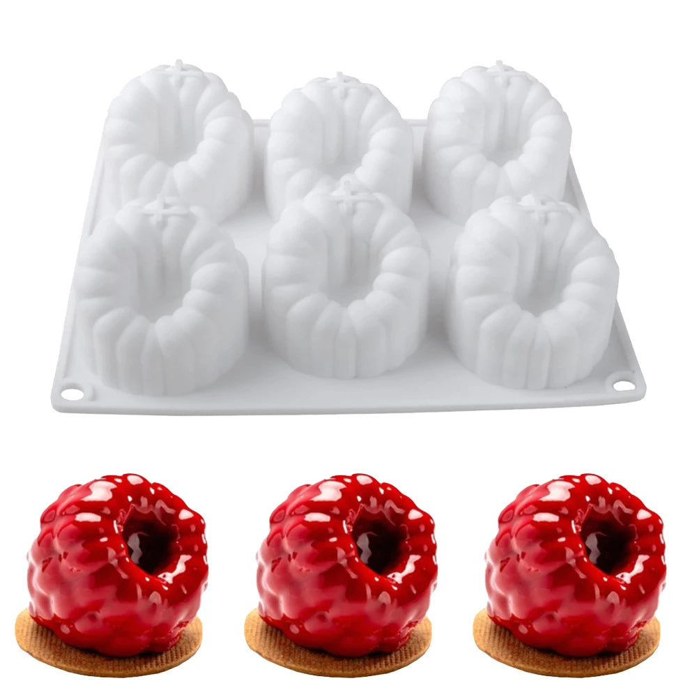 Moule en silicone à 6 cavités pour mousse de framboise, en forme de framboise à la française pour desserts au chocolat et pâtisserie