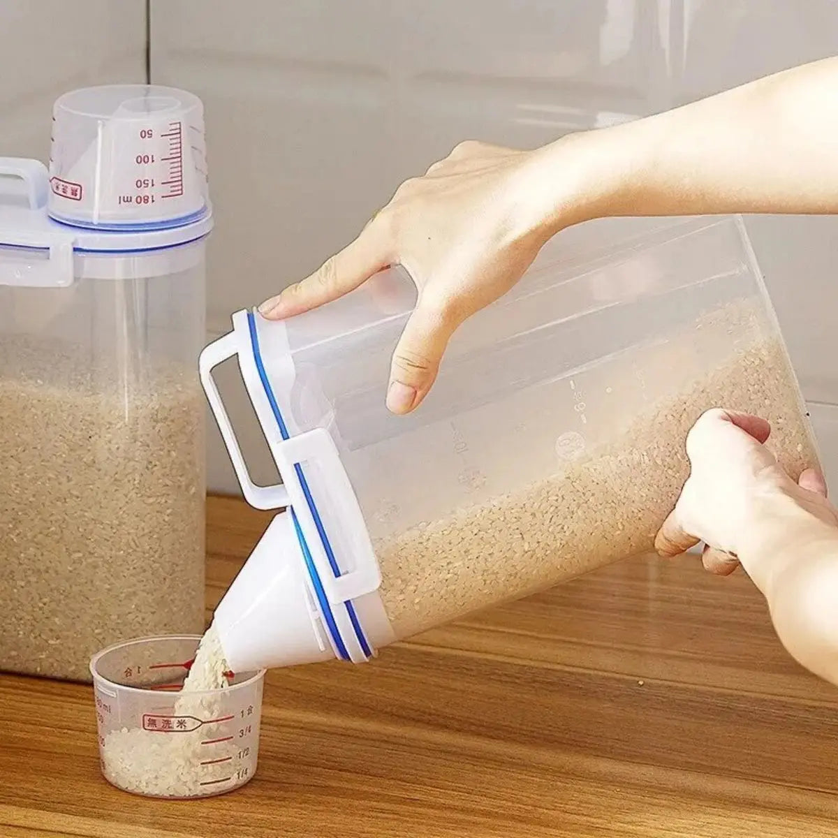 1 boîte de conservation des aliments pour riz et céréales avec tasse à mesurer, étanche à l'humidité et aux insectes, anti-poussière