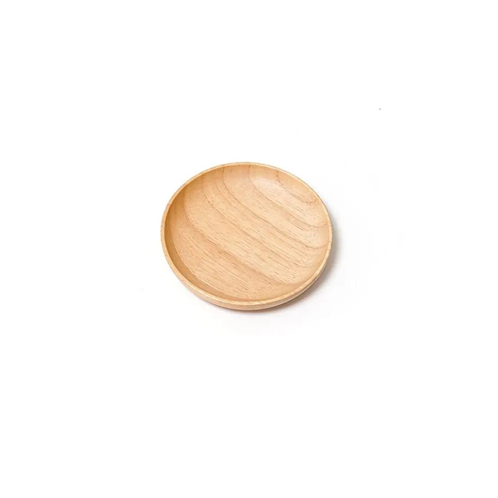 Assiette à collation incassable en bois d'hévéa, écologique, faite à la main, ronde, plateau à thé, assiette à dessert