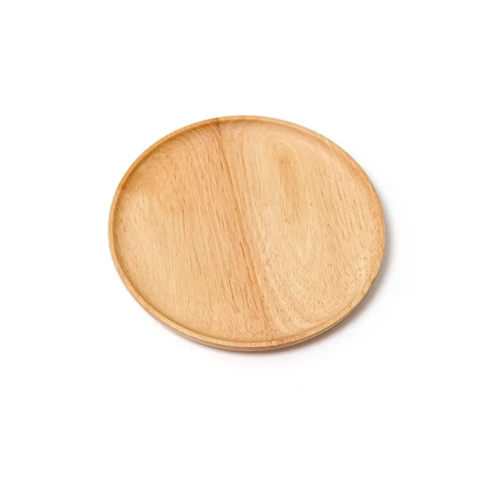 Assiette à collation incassable en bois d'hévéa, écologique, faite à la main, ronde, plateau à thé, assiette à dessert