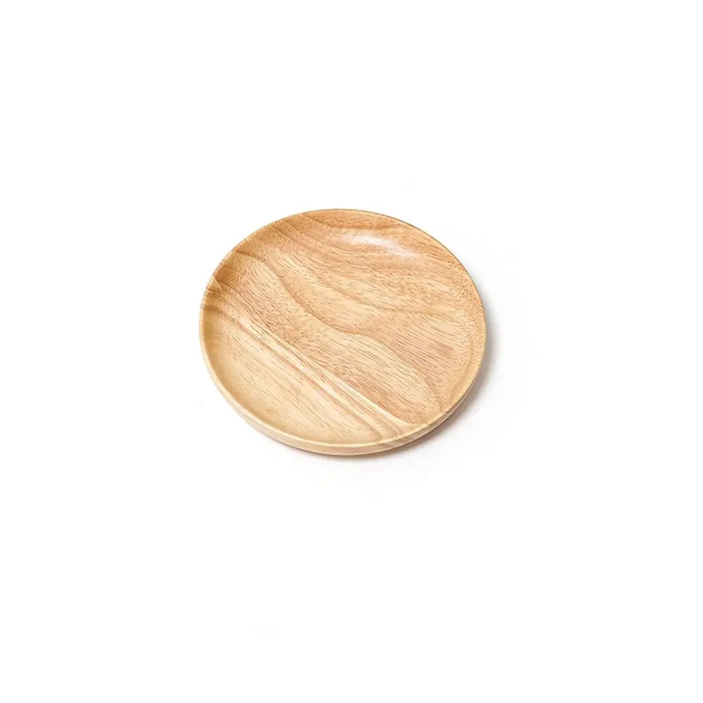 Assiette à collation incassable en bois d'hévéa, écologique, faite à la main, ronde, plateau à thé, assiette à dessert