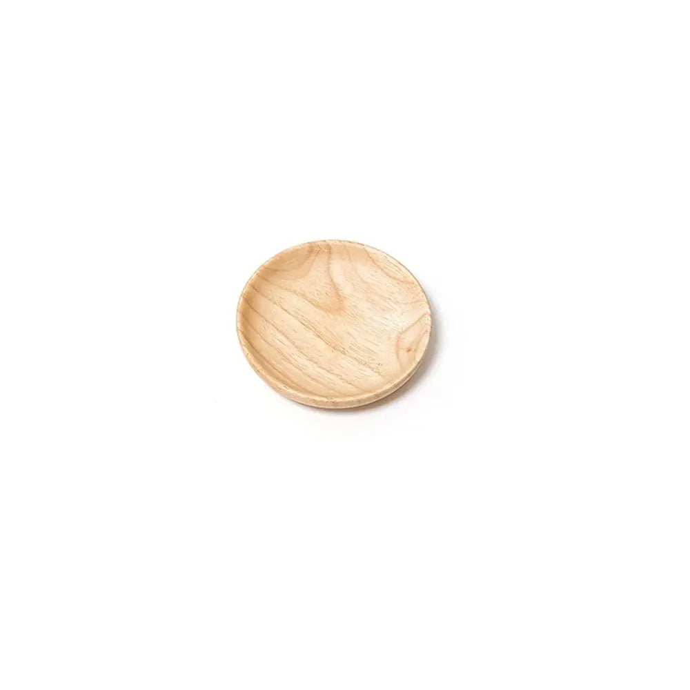 Assiette à collation incassable en bois d'hévéa, écologique, faite à la main, ronde, plateau à thé, assiette à dessert