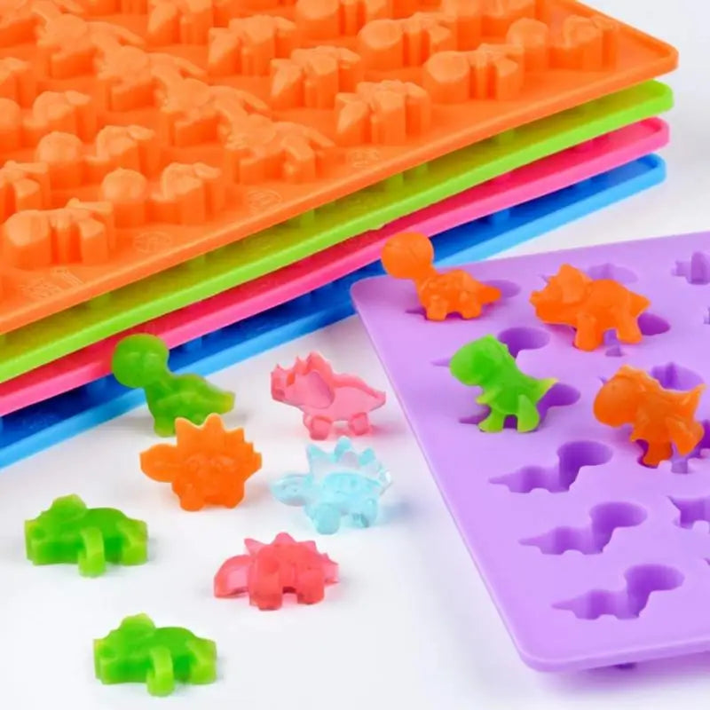 Moule à chocolat dinosaure 48 cavités, moule à bonbons en silicone en forme de coquille de dinosaure avec compte-gouttes, bac à glaçons mignon à faire soi-même, moule à fondant pour bonbons QQ