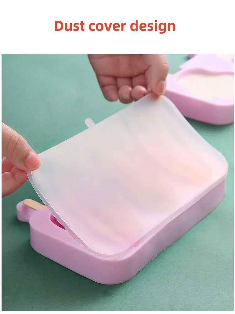 Moule à glace en silicone, moules siamois avec couvercle, moule à glace fait maison, dessin animé, image mignonne, outils de cuisine faits à la main