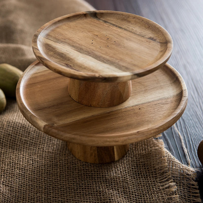 Kemorela Plateau à gâteaux en bois haut de gamme, plateaux de service créatifs pour aliments, plateau à desserts en bois naturel écologique, plateau à collations pour fruits, décoration d'intérieur
