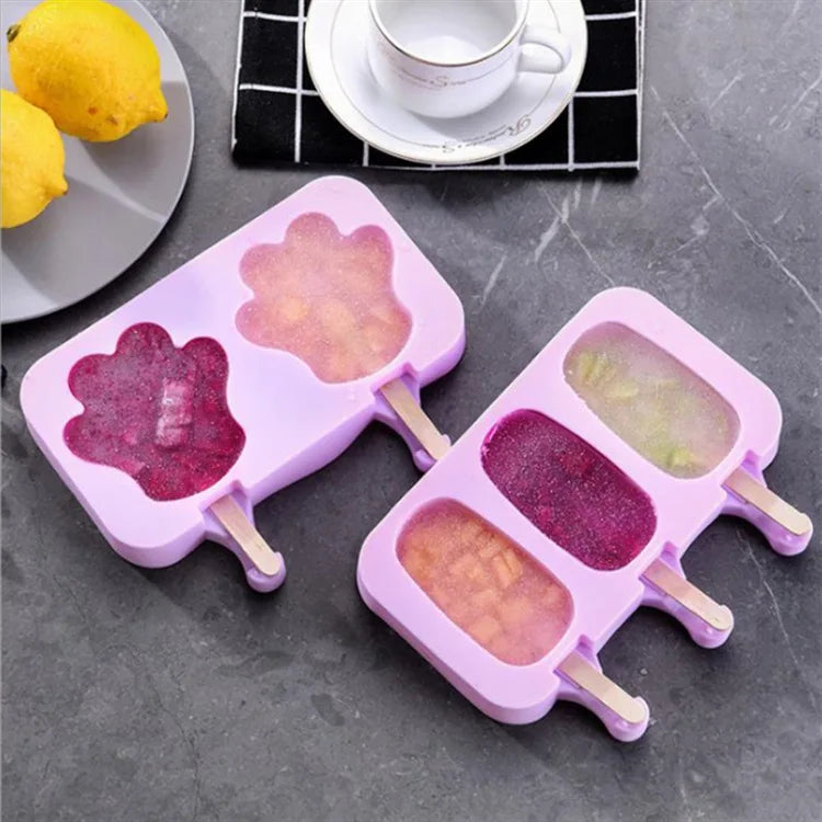 Moule à glace en silicone, moules siamois avec couvercle, moule à glace fait maison, dessin animé, image mignonne, outils de cuisine faits à la main