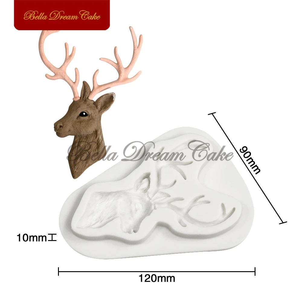Moule 3D en silicone en forme de couronne de renne et de pignons de pin pour décoration de gâteaux, fondant, chocolat, argile, pâtisserie