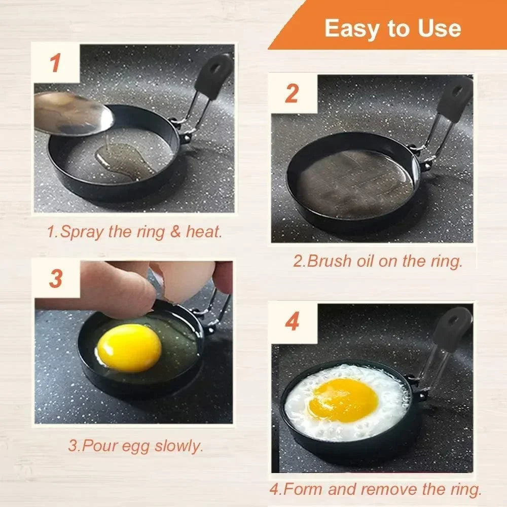 Moule à œufs frits en acier inoxydable,anneaux d'omelette, outils de cuisson, accessoires de cuisine