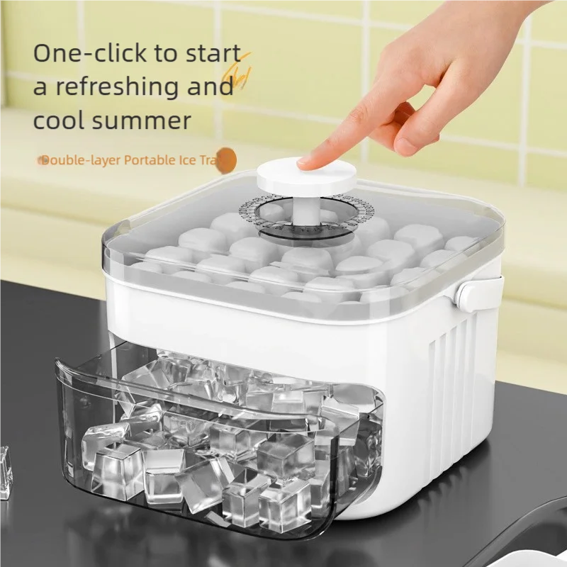 Machine à glaçons 50 grilles, nouvelle grande capacité - Ensemble d'outils de fabrication de boules de glace en plastique de qualité alimentaire à double couche