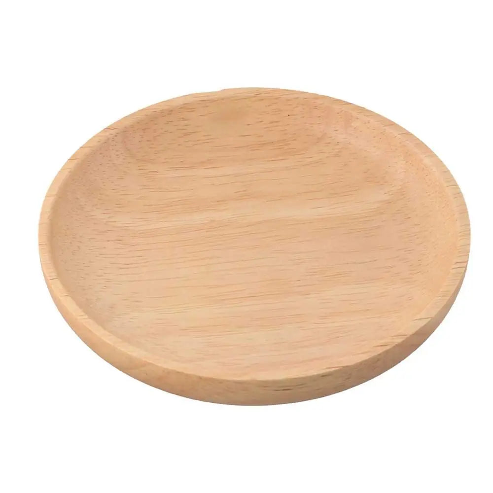 Assiette à collation incassable en bois d'hévéa, écologique, faite à la main, ronde, plateau à thé, assiette à dessert