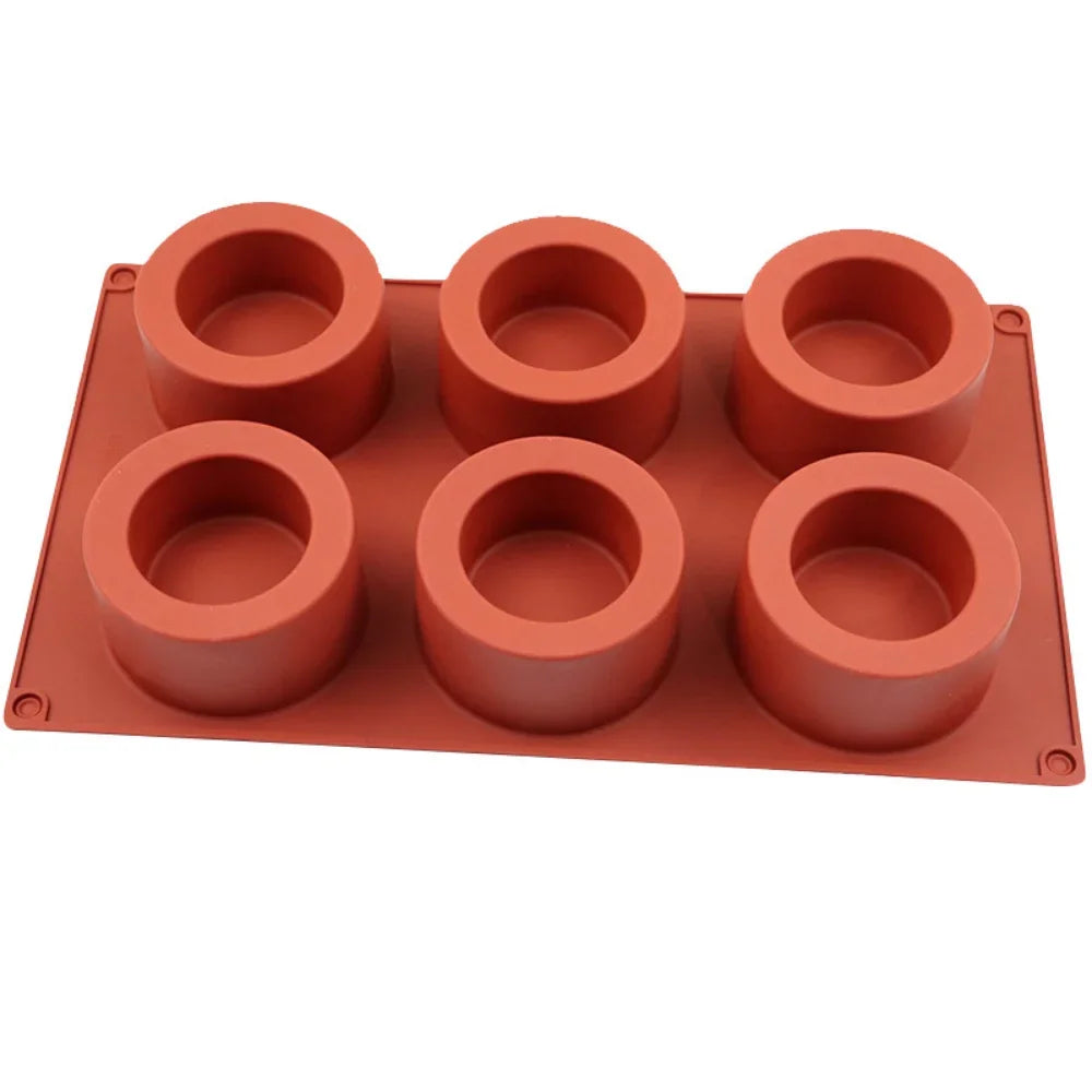 Reusable 6 Cavity Cylinder Cup Shape Mousse Cake Mold For Making Chocolate Muffin Ice Shot Glass Mould Kitchen Baking Tool